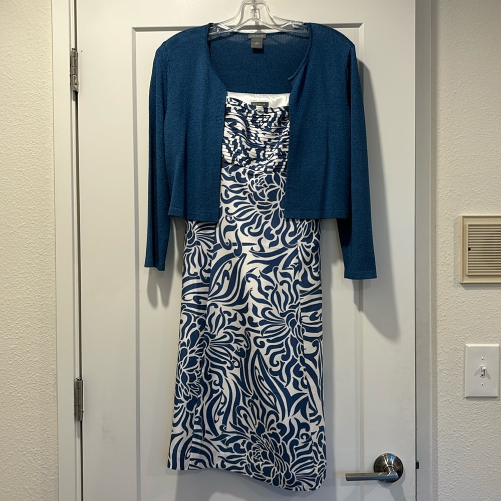 Ann Taylor silk size 4 strapless dress & viscose shrug/bolero style jacket